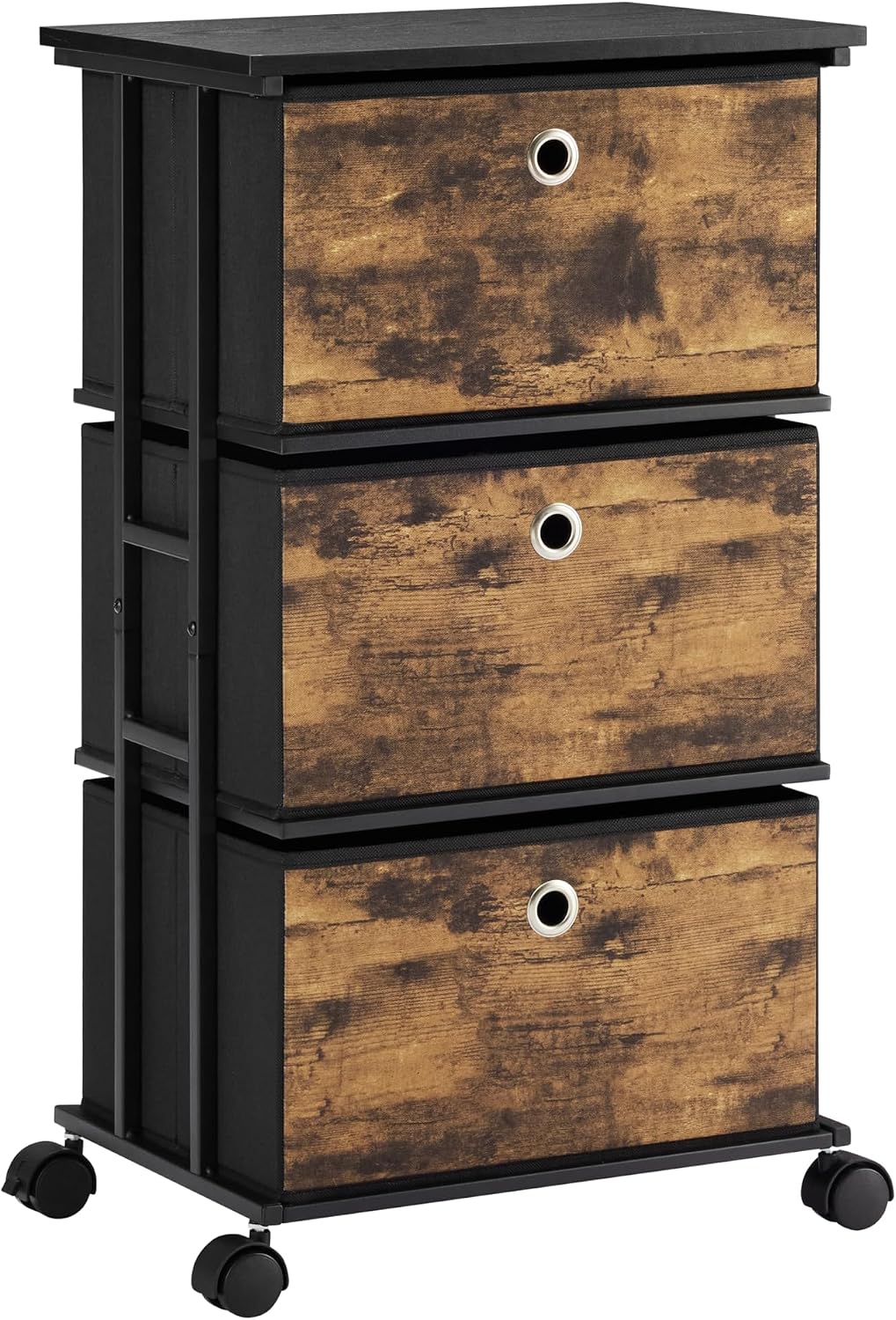 Dresser Storage with 3 Drawers, Fabric Dresser Tower, Vertical Storage Unit for Bedroom, Closet, Office, Black