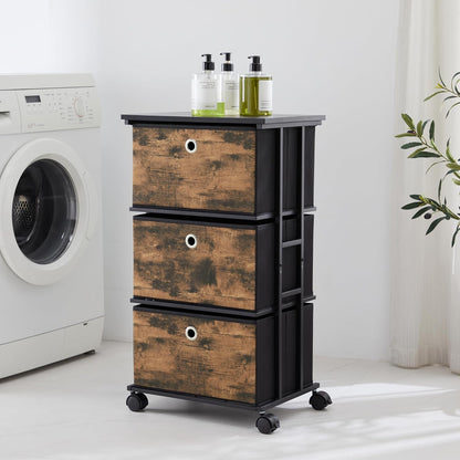 Dresser Storage with 3 Drawers, Fabric Dresser Tower, Vertical Storage Unit for Bedroom, Closet, Office, Black