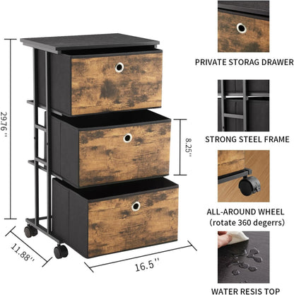 Dresser Storage with 3 Drawers, Fabric Dresser Tower, Vertical Storage Unit for Bedroom, Closet, Office, Black