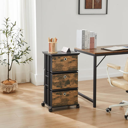 Dresser Storage with 3 Drawers, Fabric Dresser Tower, Vertical Storage Unit for Bedroom, Closet, Office, Black