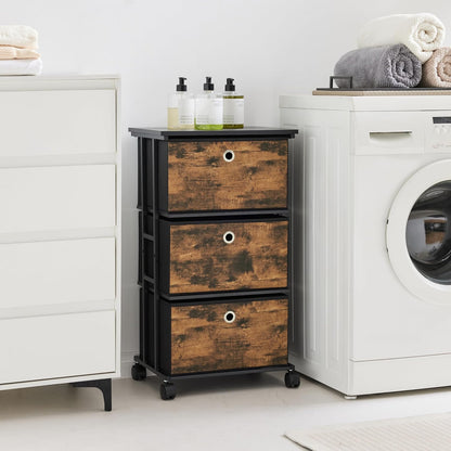 Dresser Storage with 3 Drawers, Fabric Dresser Tower, Vertical Storage Unit for Bedroom, Closet, Office, Black