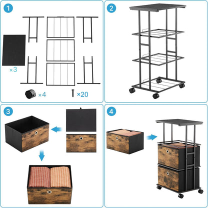 Dresser Storage with 3 Drawers, Fabric Dresser Tower, Vertical Storage Unit for Bedroom, Closet, Office, Black