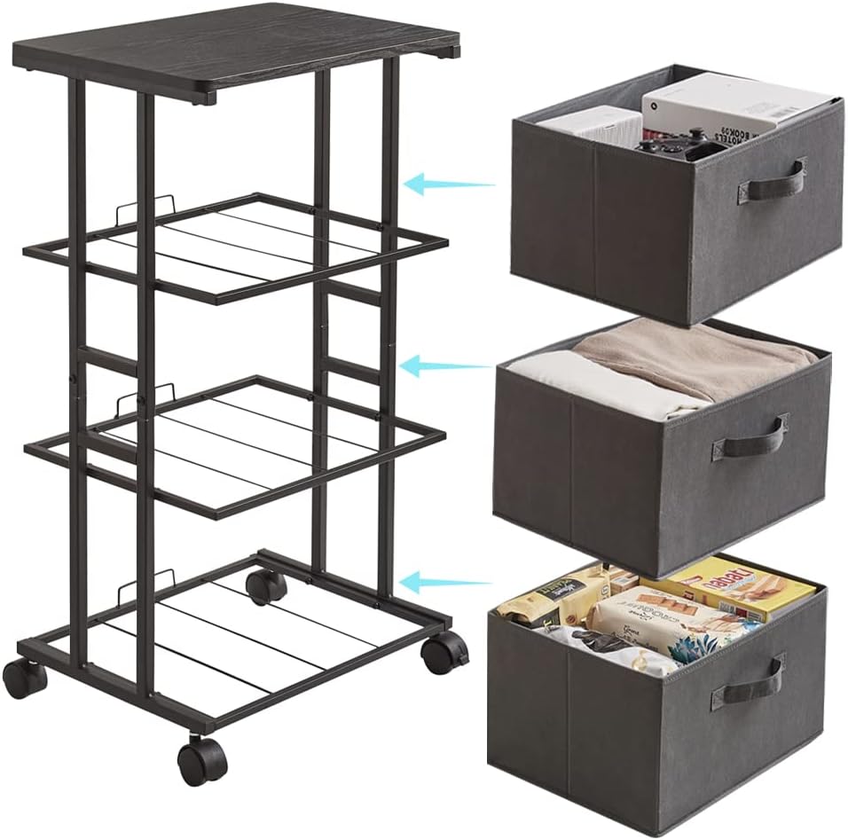 Dresser Storage with 3 Drawers, Fabric Dresser Tower, Vertical Storage Unit for Bedroom, Closet, Office, Black