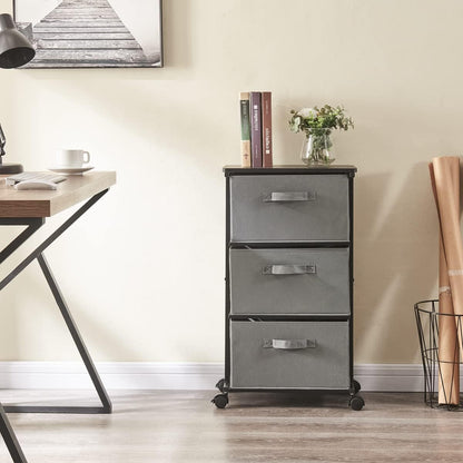Dresser Storage with 3 Drawers, Fabric Dresser Tower, Vertical Storage Unit for Bedroom, Closet, Office, Black