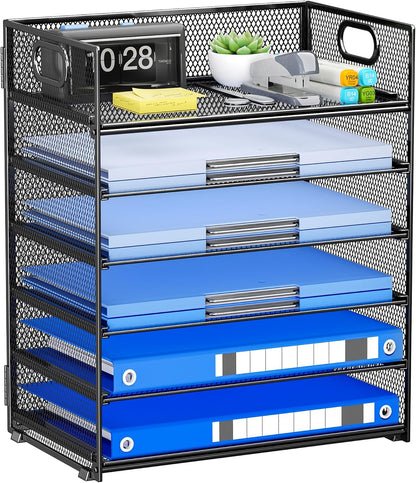 Paper Organizer Letter Tray with Handle, 5-Tier Black