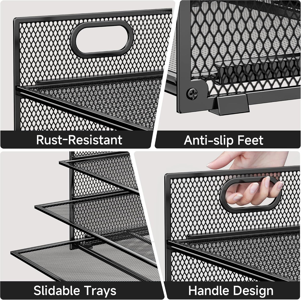 Paper Organizer Letter Tray with Handle, 5-Tier Black