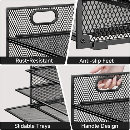 Paper Organizer Letter Tray with Handle, 5-Tier Black