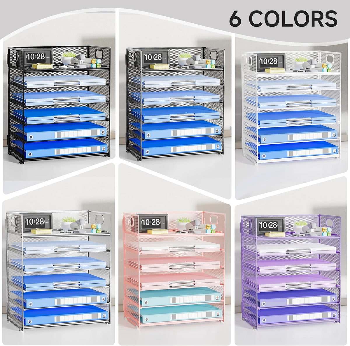 Paper Organizer Letter Tray with Handle, 5-Tier Black