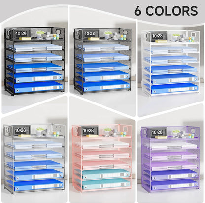Paper Organizer Letter Tray with Handle, 5-Tier Black