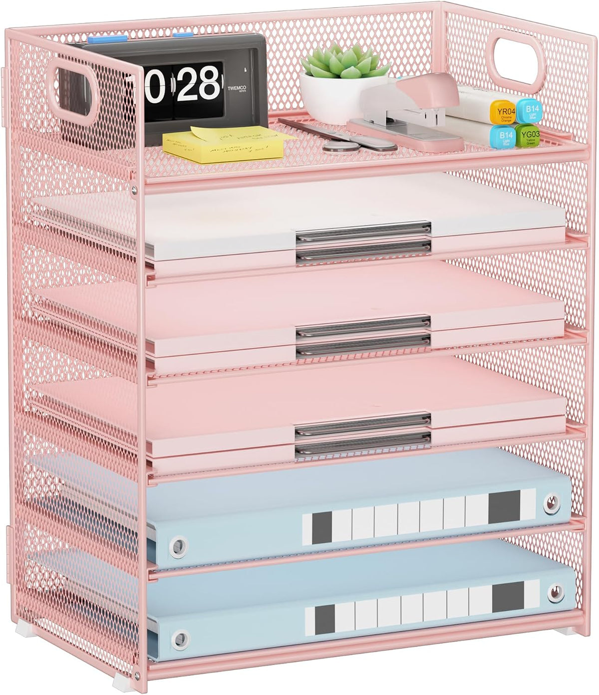 Paper Organizer Letter Tray with Handle, 5-Tier Black