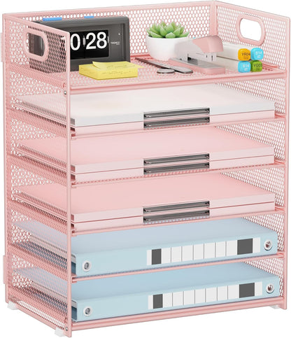 Paper Organizer Letter Tray with Handle, 5-Tier Black