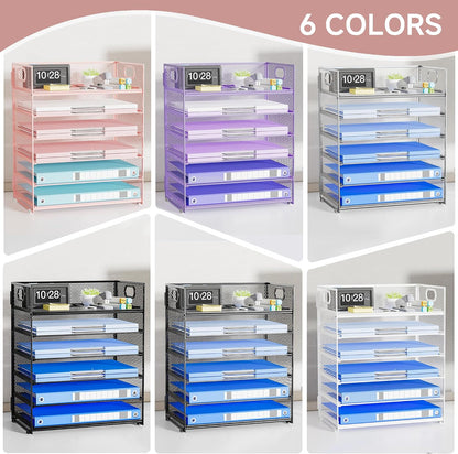 Paper Organizer Letter Tray with Handle, 5-Tier Black