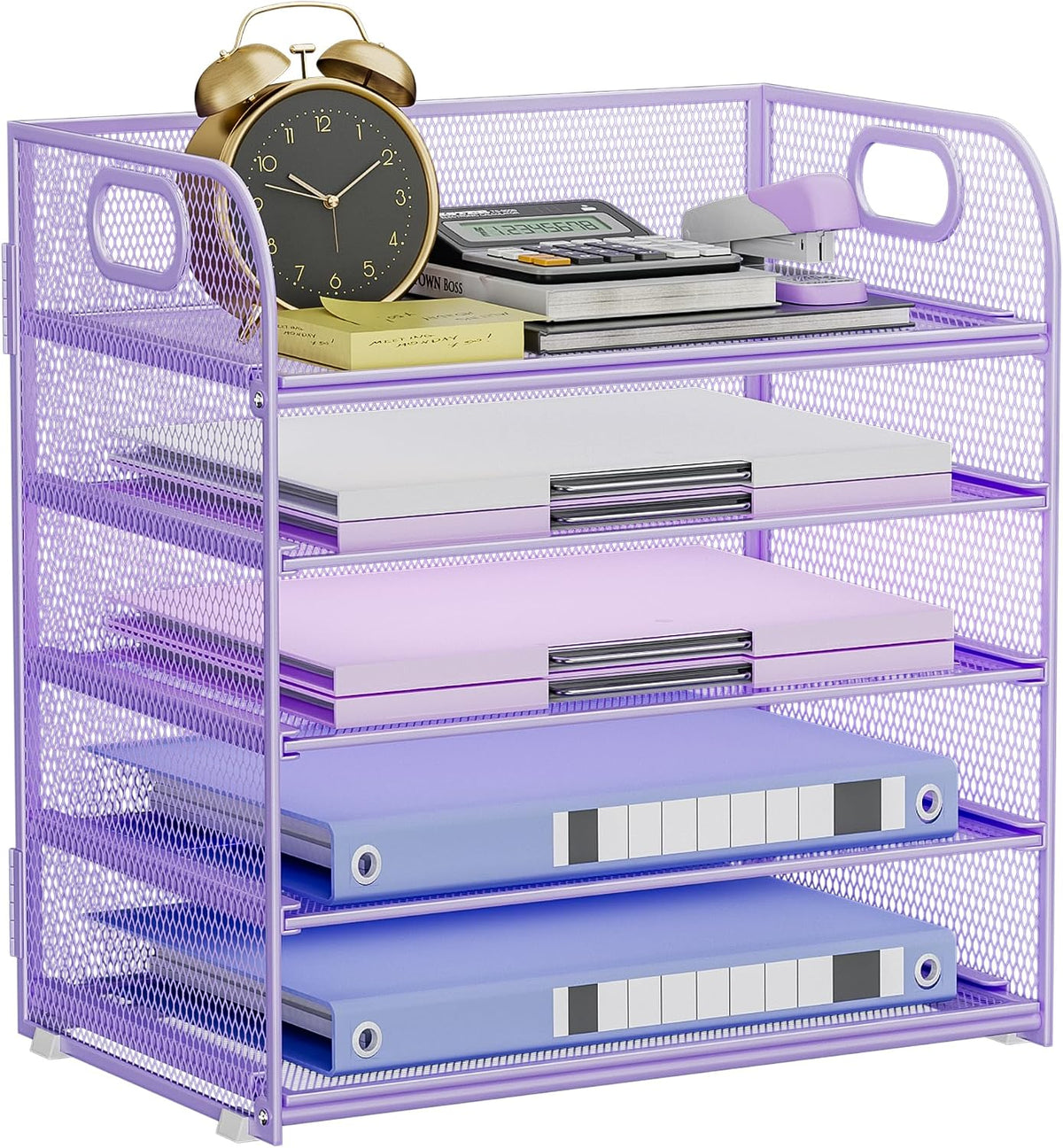 Paper Organizer Letter Tray with Handle, 5-Tier Black