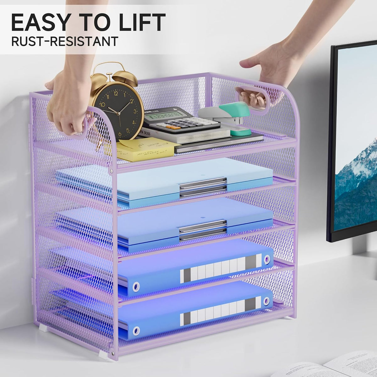 Paper Organizer Letter Tray with Handle, 5-Tier Black