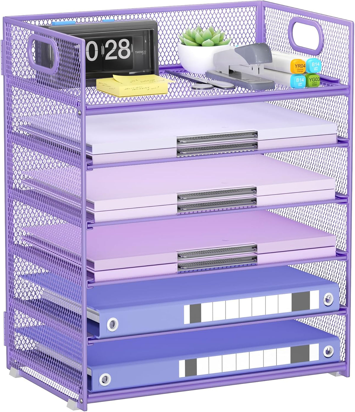 Paper Organizer Letter Tray with Handle, 5-Tier Black