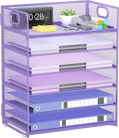 Paper Organizer Letter Tray with Handle, 5-Tier Black