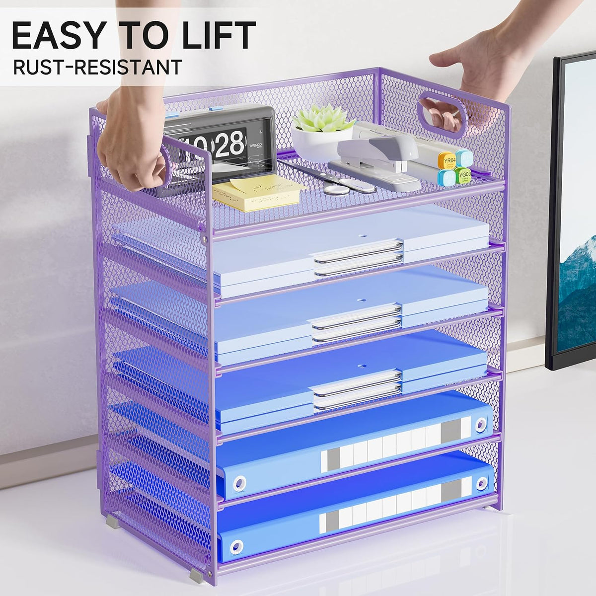 Paper Organizer Letter Tray with Handle, 5-Tier Black