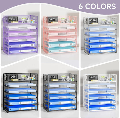 Paper Organizer Letter Tray with Handle, 5-Tier Black