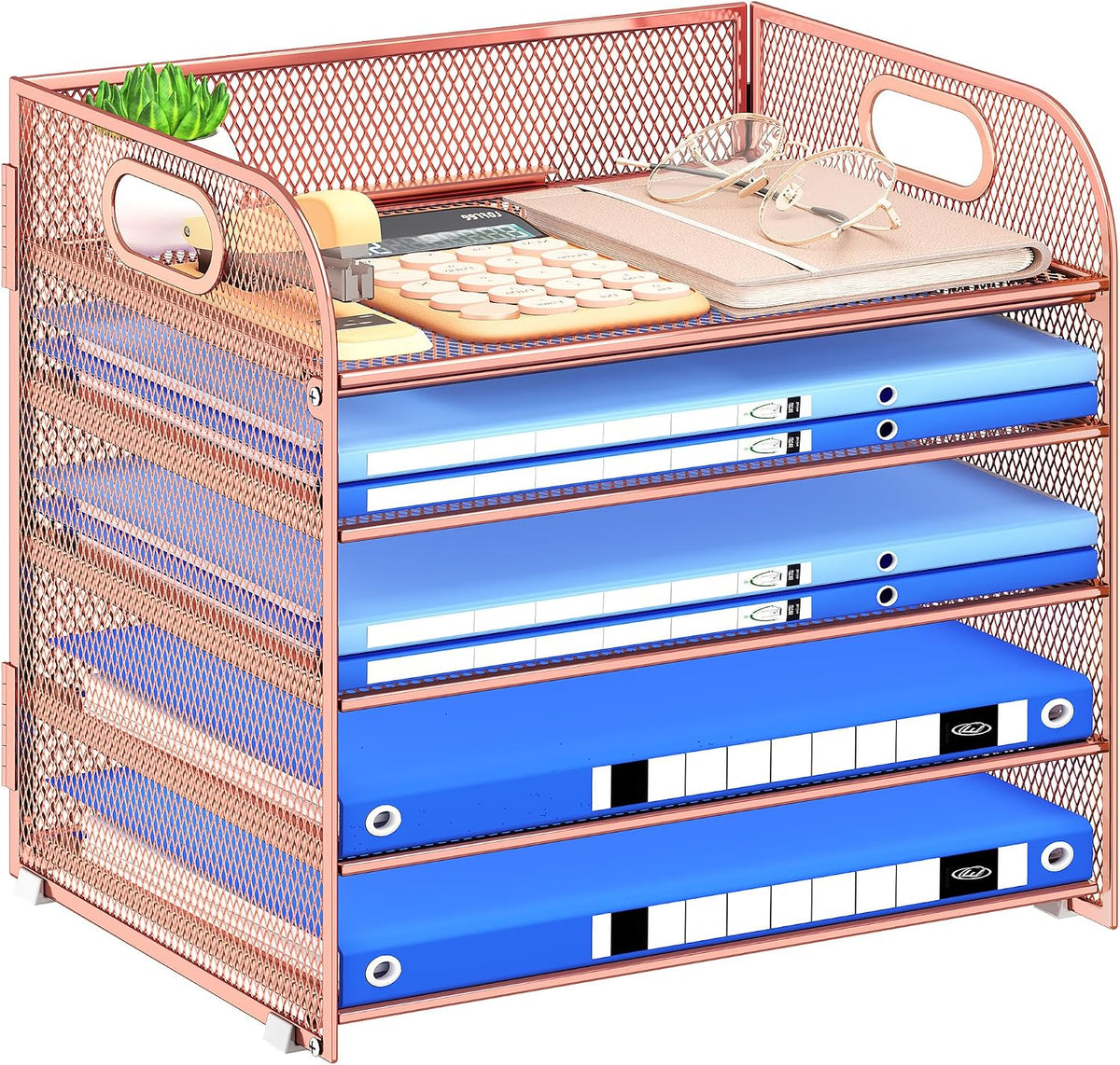 Paper Organizer Letter Tray with Handle, 5-Tier Black