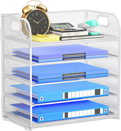 Paper Organizer Letter Tray with Handle, 5-Tier Black