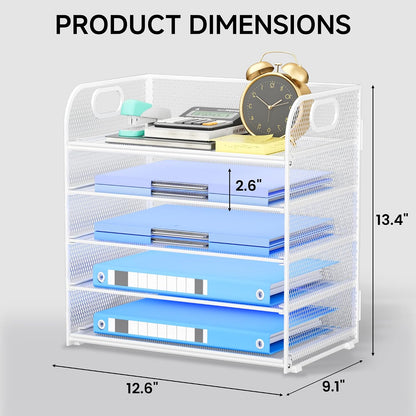 Paper Organizer Letter Tray with Handle, 5-Tier Black