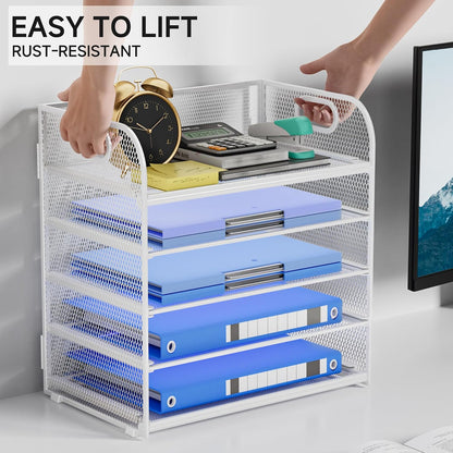 Paper Organizer Letter Tray with Handle, 5-Tier Black