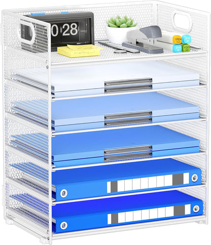 Paper Organizer Letter Tray with Handle, 5-Tier Black