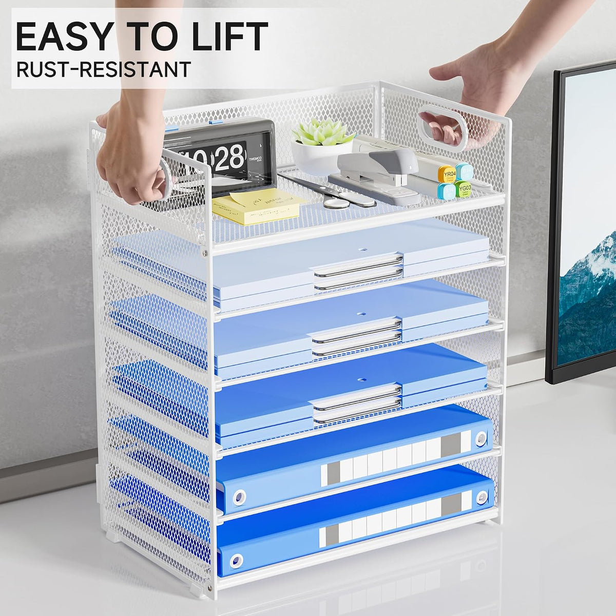 Paper Organizer Letter Tray with Handle, 5-Tier Black