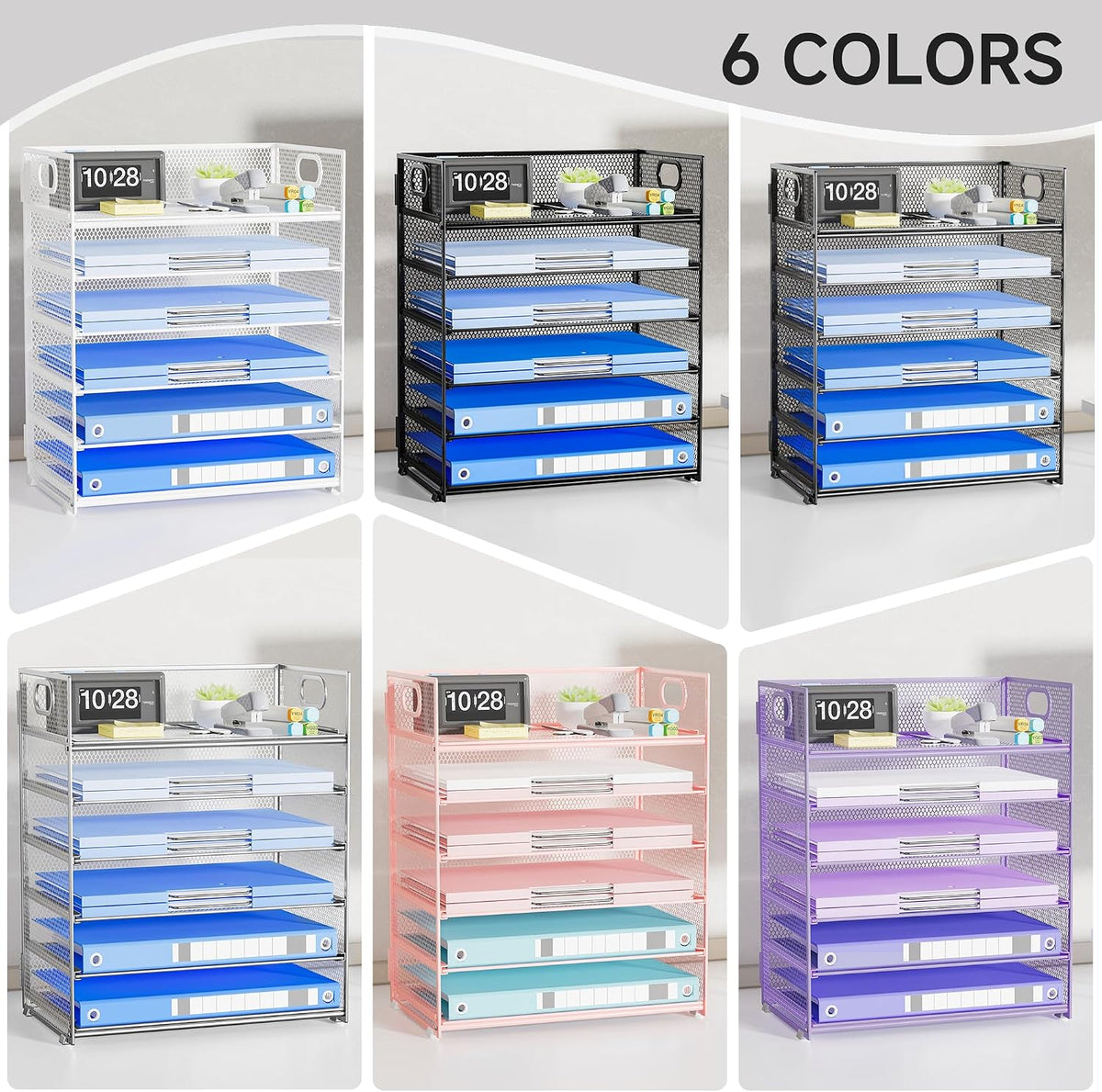 Paper Organizer Letter Tray with Handle, 5-Tier Black