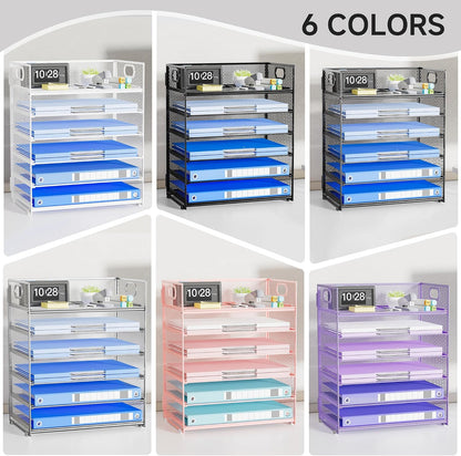 Paper Organizer Letter Tray with Handle, 5-Tier Black