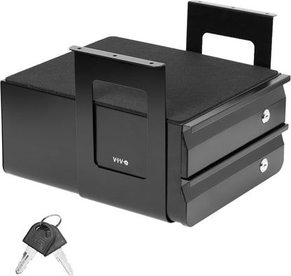 Black 12 x 14 inch Under Desk Double Stacked Drawers, DESK-AC03L-2B