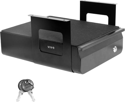 Black 12 x 14 inch Under Desk Double Stacked Drawers, DESK-AC03L-2B
