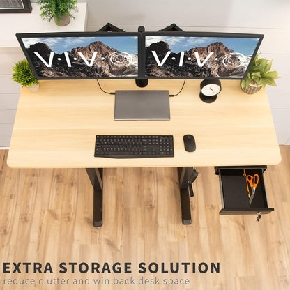 Black 12 x 14 inch Under Desk Double Stacked Drawers, DESK-AC03L-2B