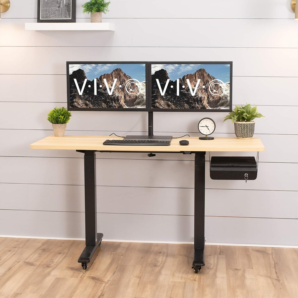 Black 12 x 14 inch Under Desk Double Stacked Drawers, DESK-AC03L-2B