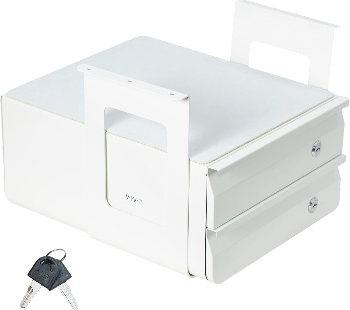 Black 12 x 14 inch Under Desk Double Stacked Drawers, DESK-AC03L-2B