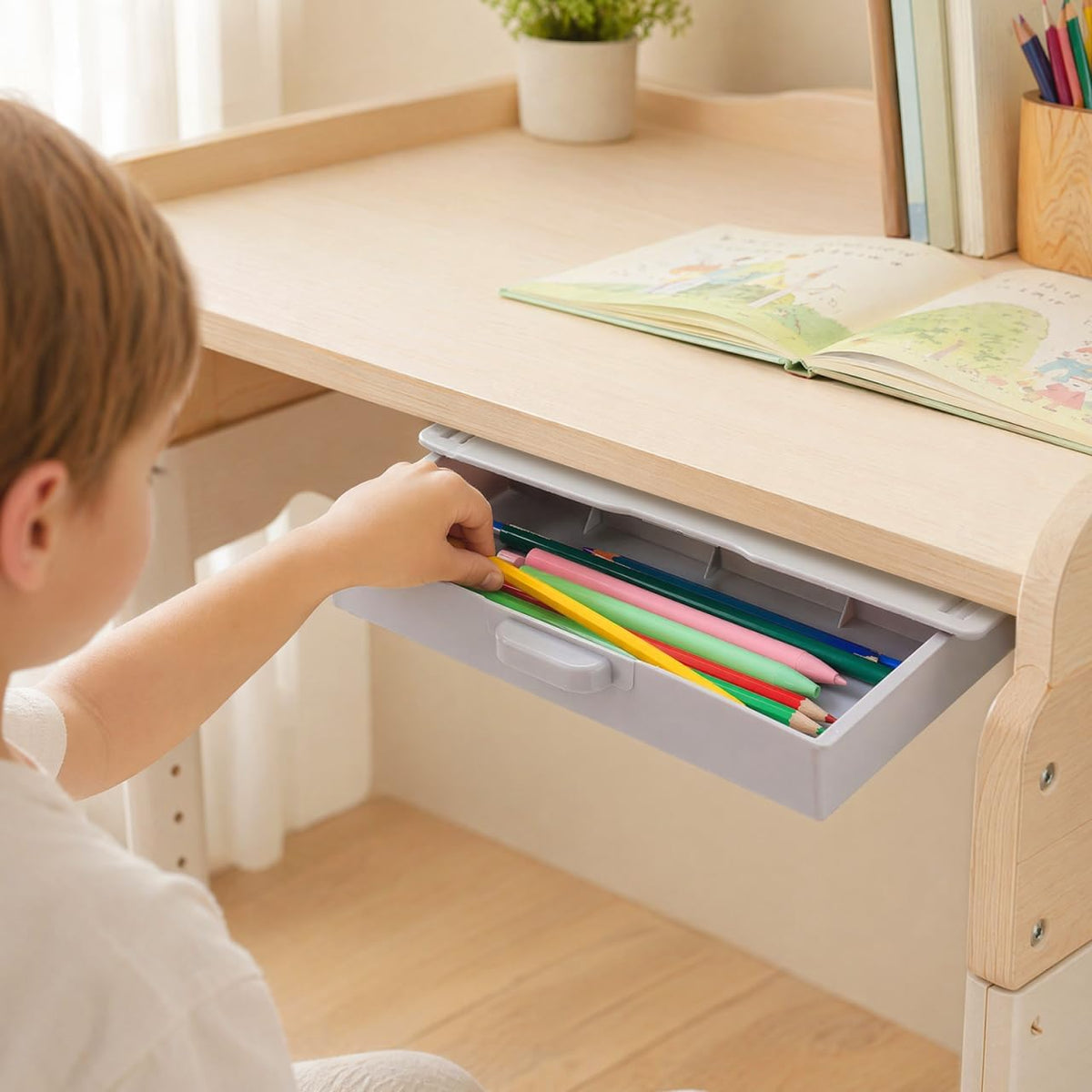 Self Adhesive under Desk Drawer Organizer Sliding Drawer Tray for Office School Stationery Storage Hidden Desk Organizer 9.05 X 4.13 X 1.25 in