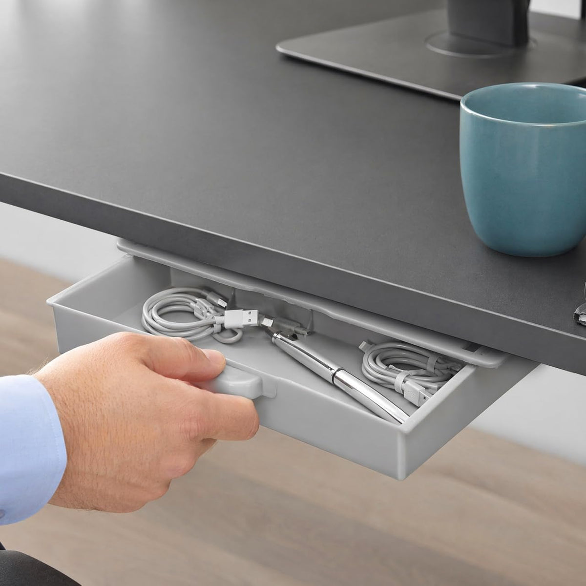 Self Adhesive under Desk Drawer Organizer Sliding Drawer Tray for Office School Stationery Storage Hidden Desk Organizer 9.05 X 4.13 X 1.25 in
