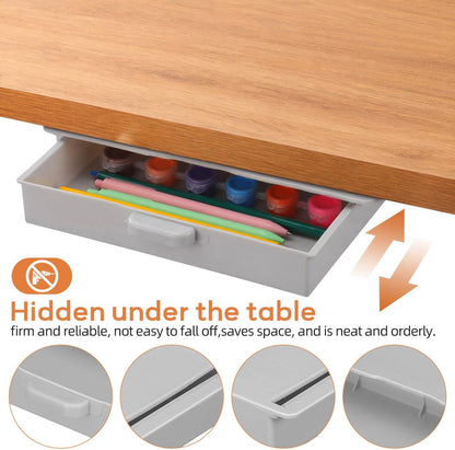 Self Adhesive under Desk Drawer Organizer Sliding Drawer Tray for Office School Stationery Storage Hidden Desk Organizer 9.05 X 4.13 X 1.25 in