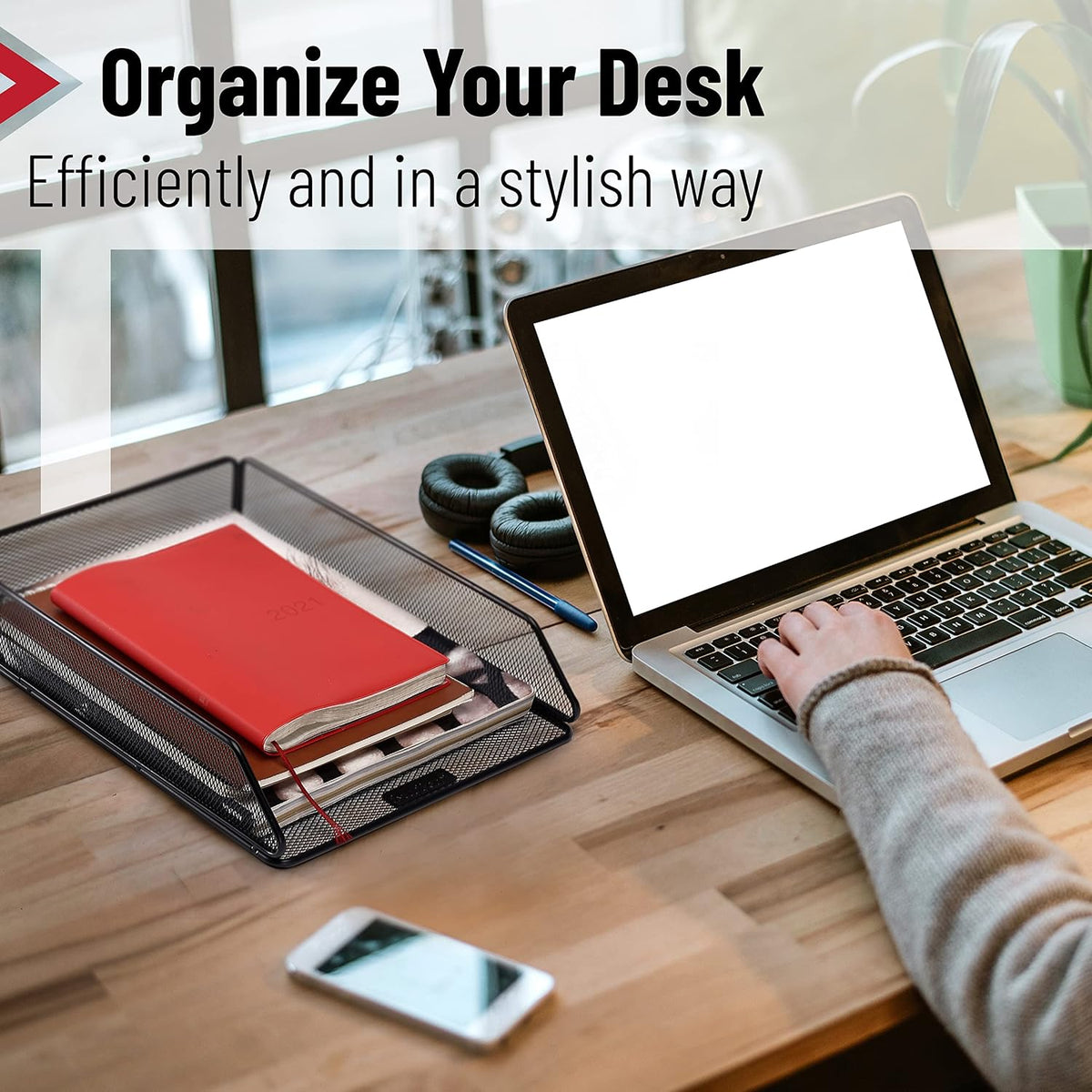 Mesh Desk Organizer, Single Tray Desktop Organizer