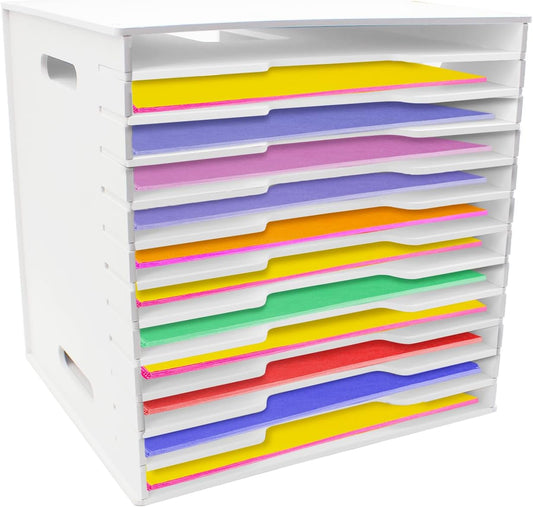12 Tier Scrapbook Paper Organizer,13"x13" Scrapbook Paper Organizer Storage
