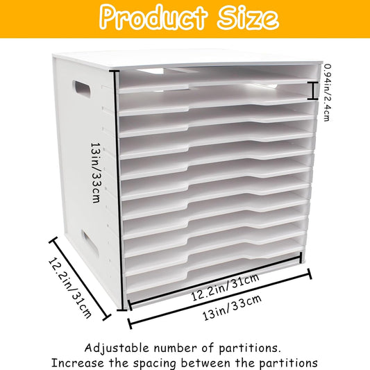 12 Tier Scrapbook Paper Organizer,13"x13" Scrapbook Paper Organizer Storage