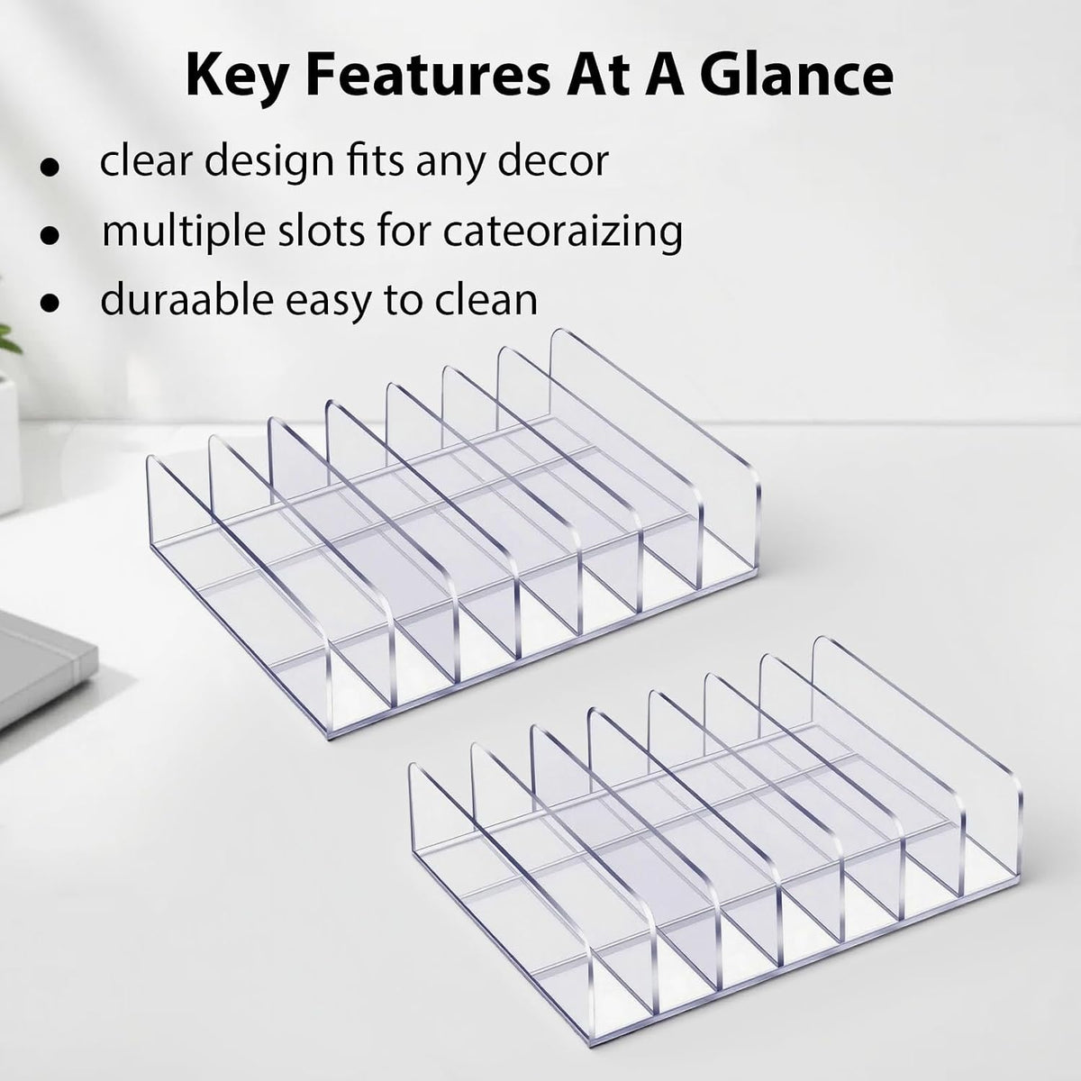 2Pcs Acrylic Clipboard Organizer, 7 Slots Document Storage Rack
