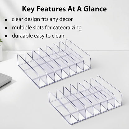 2Pcs Acrylic Clipboard Organizer, 7 Slots Document Storage Rack