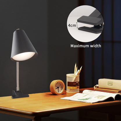 LED Desk Lamp with 1 USB Charging Port and 1 AC Outlet, Organizer Base, Adjustable Neck, On/Off Switch, Modern Table Lamp for Reading, Working, Studying, Gentle Warm White Light, Eye Protect(Black)