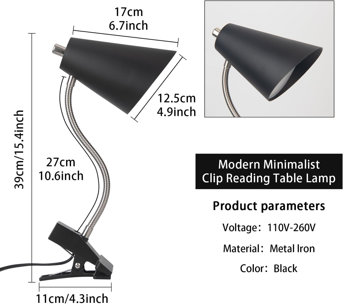 LED Desk Lamp with 1 USB Charging Port and 1 AC Outlet, Organizer Base, Adjustable Neck, On/Off Switch, Modern Table Lamp for Reading, Working, Studying, Gentle Warm White Light, Eye Protect(Black)