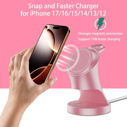 Wireless Charger,3 in 1 Magnetic Wireless Charger Stand, Fast Wireless Charging Dock for iPhone17/16/15/14/13/12 Series, Apple Watch Series, AirPods Pro.