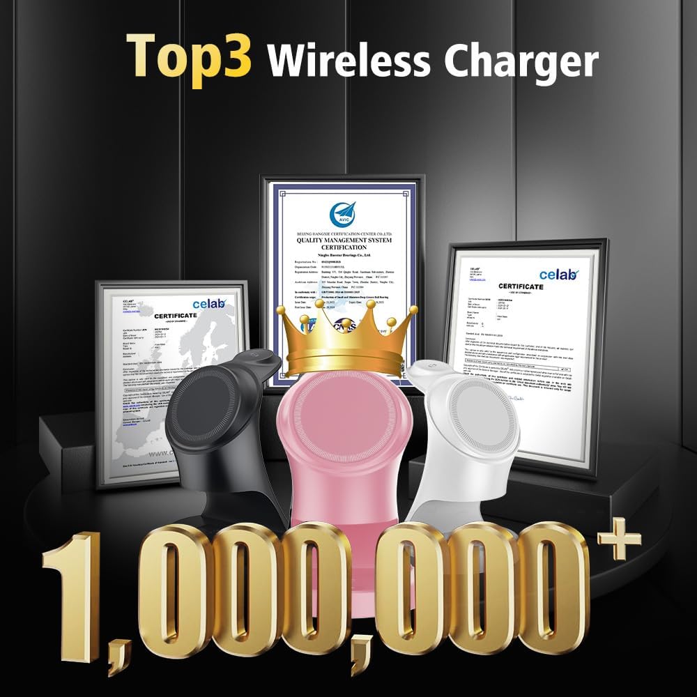 Wireless Charger,3 in 1 Magnetic Wireless Charger Stand, Fast Wireless Charging Dock for iPhone17/16/15/14/13/12 Series, Apple Watch Series, AirPods Pro.