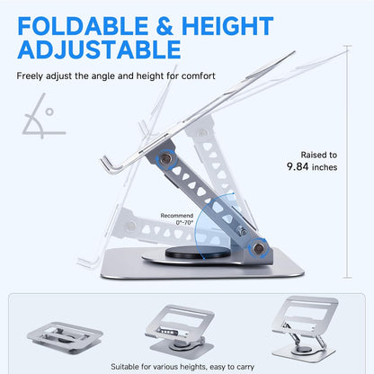 360° Rotating Laptop Stand, Aluminum Riser with Ergonomic Design