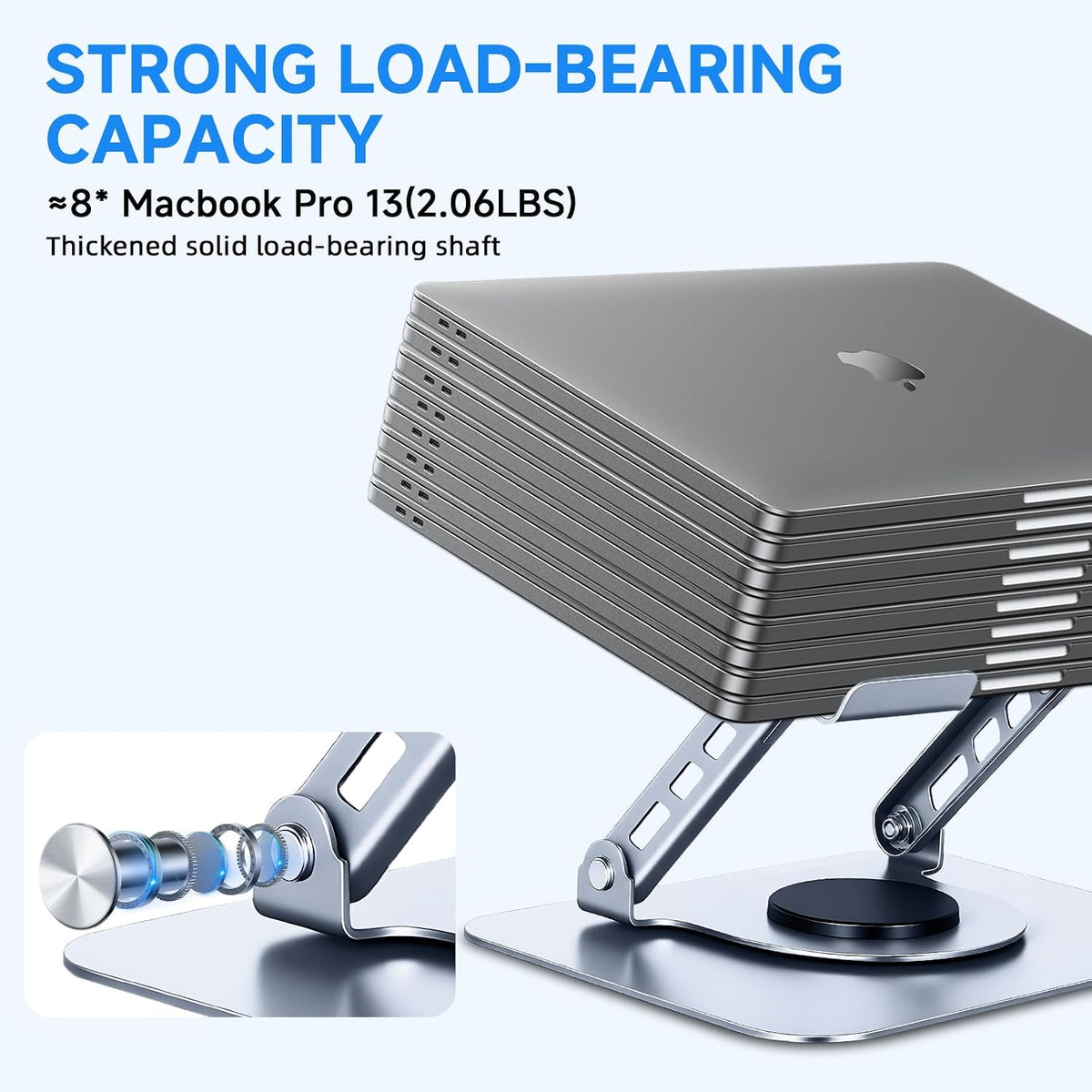 360° Rotating Laptop Stand, Aluminum Riser with Ergonomic Design