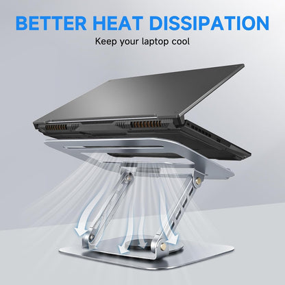 360° Rotating Laptop Stand, Aluminum Riser with Ergonomic Design